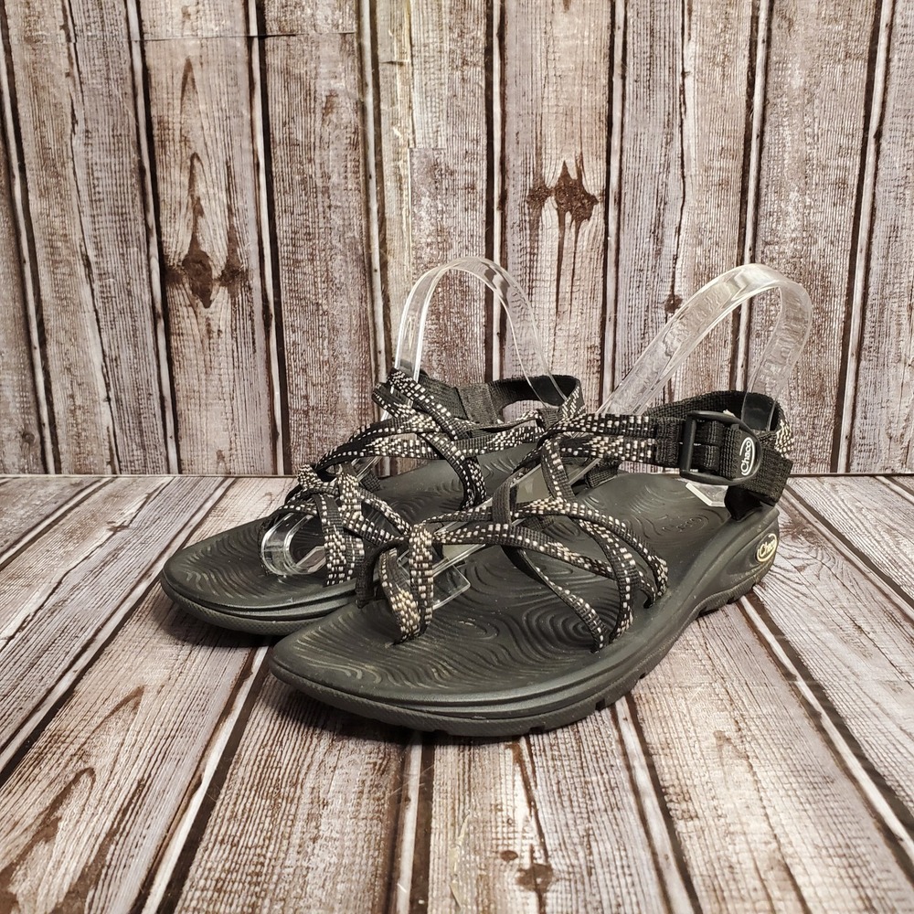 Chaco Womens Black ZX/2 Sport Sandals Strappy Toe Hugs And Kisses Size 9